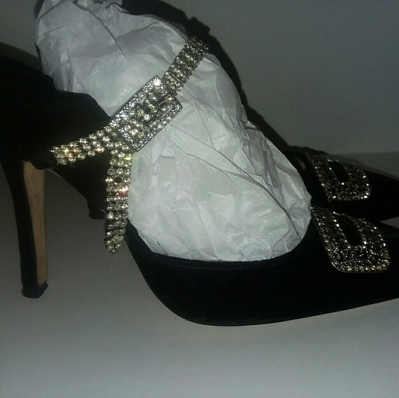 black velvet Manolo Blahnik size 35.5 - Picture 2 of 6
